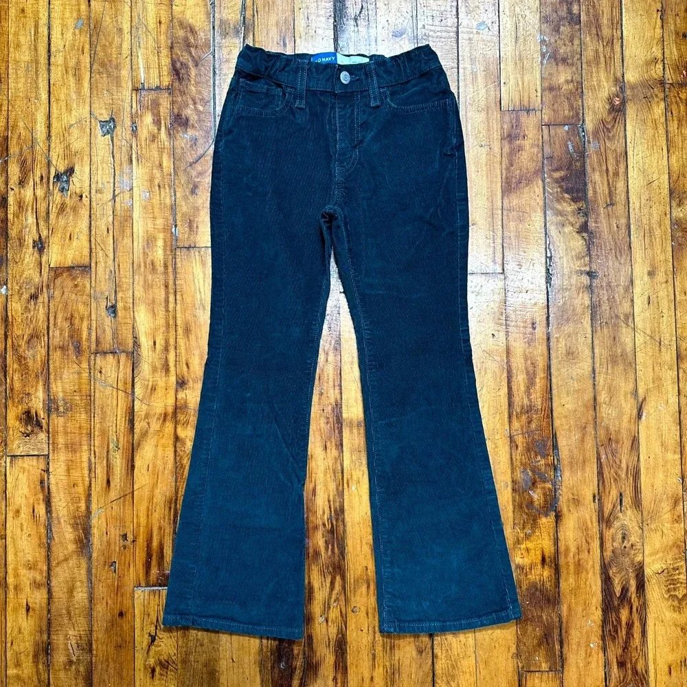Old Navy Pants Girls Size 10 Teal Corduroy Stretch High Rise Flared Leg Retro